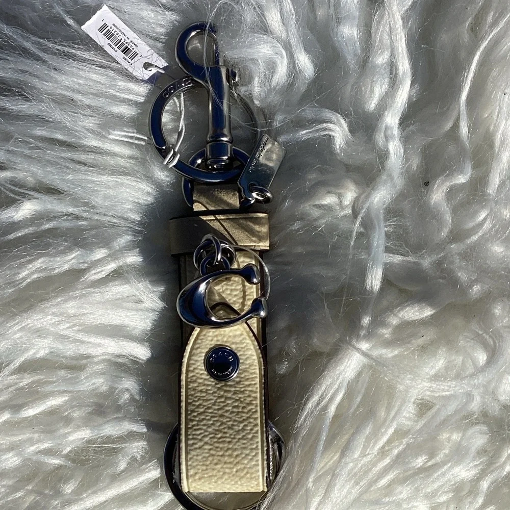 NWT Coach Trigger Snap Bag Charm in Signature Canvas Yellow/Silver
